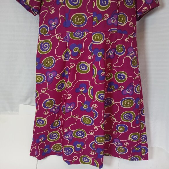 Vintage Handmade Dress Size XL Purple 1960s Retro Floral Psychedelic Swirl - Picture 5 of 12